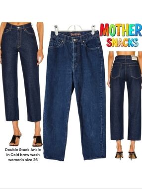 Mother Snacks Double Stack Ankle Cold brew Dark Straight Wide Leg Jean Women 26